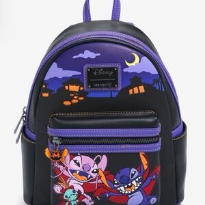 Halloween Loungefly Stitch, Angel and Scrump cosplaying Vampires